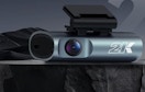 a teal dash cam on a display