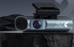 a teal dash cam on a display