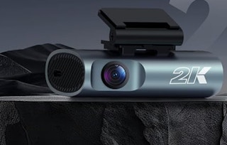 a teal dash cam on a display