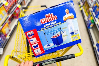mr. clean spin mop in dollar general shopping cart