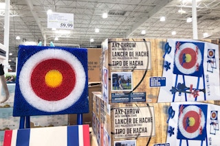 costco axe throw set with signage