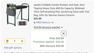 garden kneeler Amazon receipt