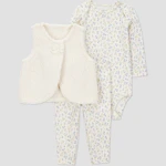 Baby Floral Vest, Bodysuit, and Leggings Set
