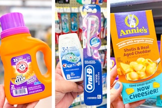 collage with arm & hammer, crest, oral-b, and annie's products