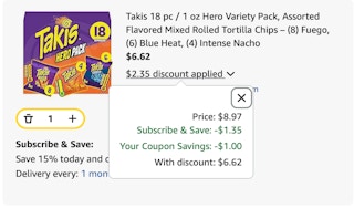 Takis Amazon receipt