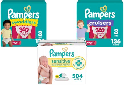 2 Pampers Diapers + 1 Wipes