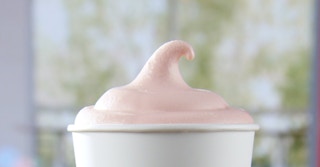 The top of a cup of the new Wendy's strawberry frosty