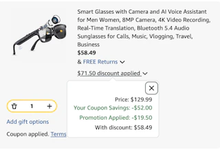 ai smart glasses Amazon receipt