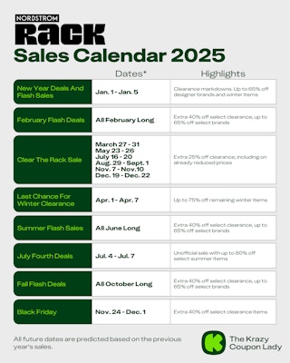 Nordstrom Rack Sales Calendar 2025