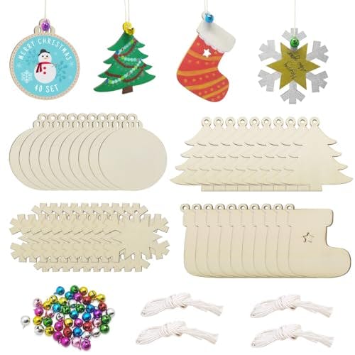 Unfinished Wooden Christmas Ornaments Kit