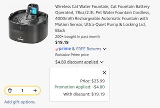 cat water fountain Amazon receipt