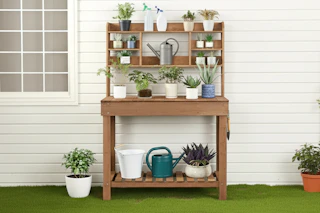 Wayfair Arlmont & Co. Potting Bench With Rack