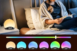 Sunrise Alarm Clock White Noise Sound Machine with 25 Soothing Sounds, 17 Night Lights, Bluetooth Speaker, Wake Up Light Alarm 