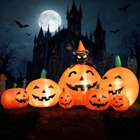 Halloween Inflatable Pumpkin & Cat