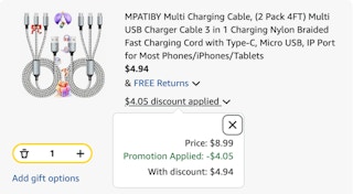 charging cable Amazon receipt