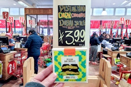 hand holding dubai chocolate bar