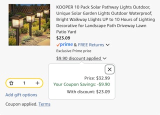 pathway lights Amazon receipt