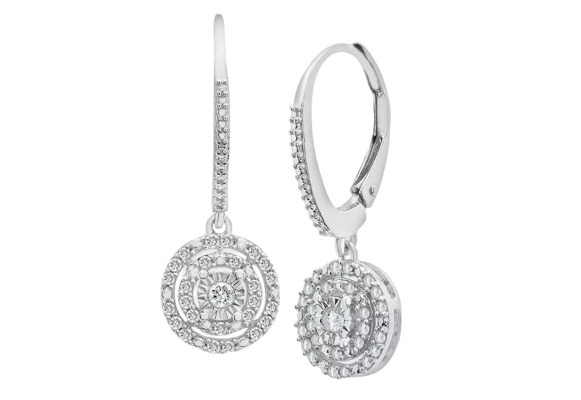 Diamond Leverback Drop Earrings
