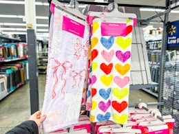 Valentine's Day blankets in Walmart store