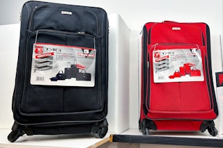 macys tag 5 piece luggage set in store photo on shelf