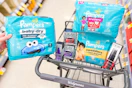 Walgreens shopping cart with Olay and Pampers