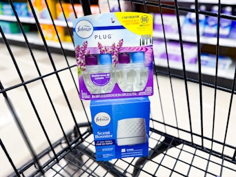 febreze plug and oil warmer in a shopping cart