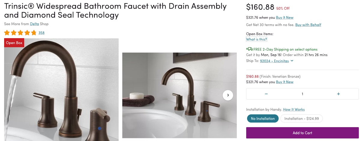 Wayfair Open Box Delta Faucet 2019