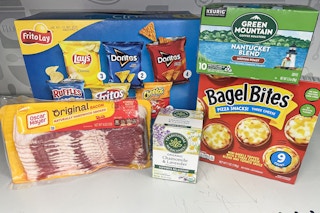 frito lay, green mountain, traditional medicinals, oscar mayer, bagel bites on shelf