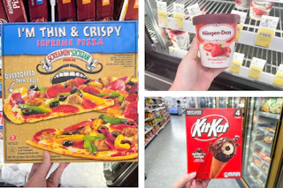 walgreens screamin sicilian, haagen-dazs, kit-kat 3-photo collage