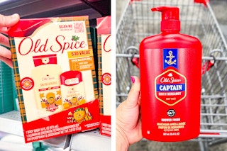 collage with old spice body wash and gift set