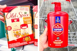 collage with old spice body wash and gift set