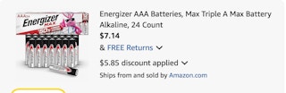 Batteries Amazon receipt