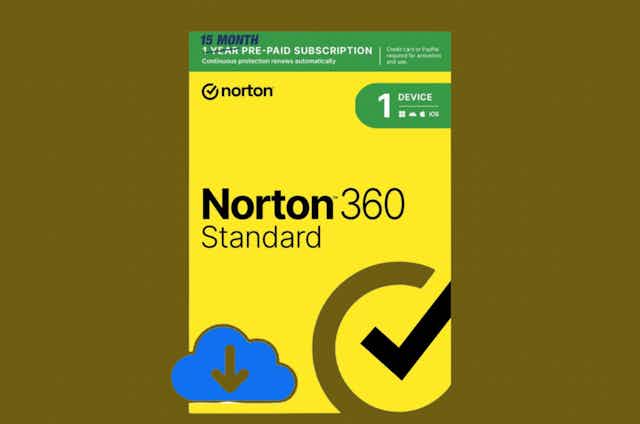 15 Months of Norton 360 Security Digital Software, Just $10 at UntilGone card image