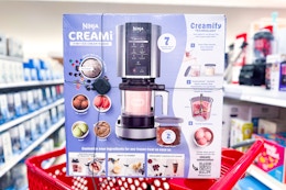 ninja creami ice cream maker sitting on a target cart