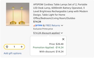 lamp Amazon receipt