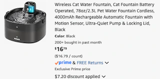 Cat Water Fountain Amazon receipt