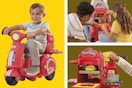 Three lifestyle images of the Play-Doh Scooter Playset being used by children