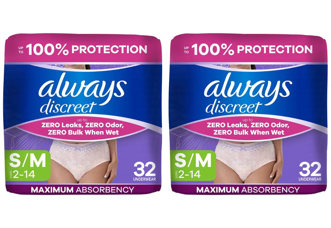 2 Always Discreet Underwear Packs