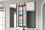 towel rack on bathroom wall