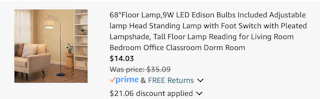 adjustable floor lamp Amazon receipt