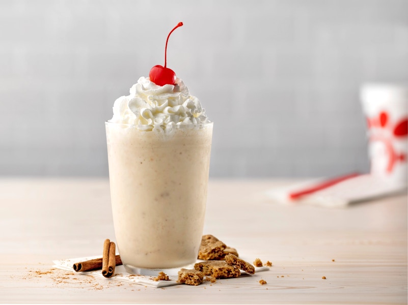 A Chick-fil-A milkshake on a table