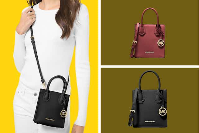 Michael Kors Mercer Leather Extra-Small Crossbody, Only $69 (Reg. $348) card image