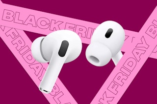 apple air pod pro being held next to amazon box