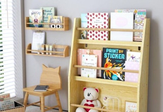 natural wood book rack