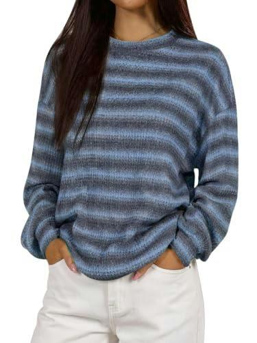 KIRUNDO Women's Striped Waffle Sweater