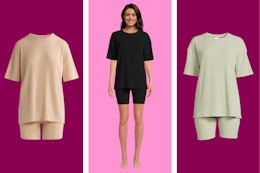 3 stock images of Lissome Women's Oversized Tee and Bike Shorts