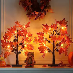 Lighted Fall Maple Leaves Tree 2-Pack