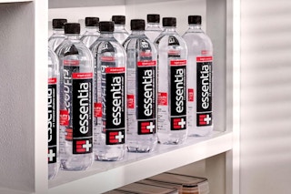 essentia water on pantry shelf