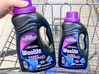 Wolite Darks Defense Liquid Laundry Detergent in Walmart shopping cart
