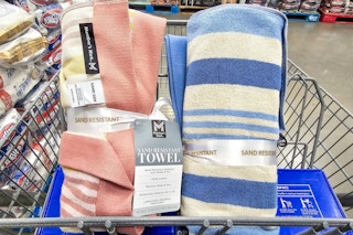 2 beach towels in a shopping cart